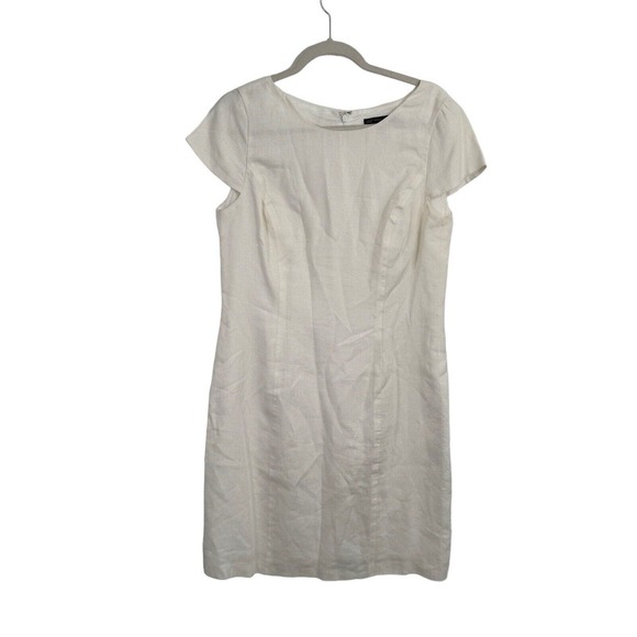 Brooks Brothers Dresses & Skirts - Brooks Brothers White Linen Sheath Dress Cap Sleeve Lined Career Womens 12